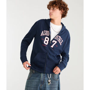 NEW Aeropostale '87 Full-Zip Navy Hoodie - Men's Large